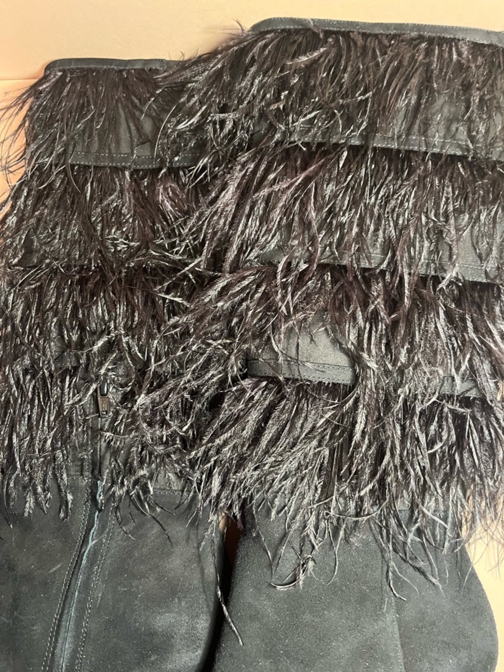 GIANNI BINI women’s boots with ostrich feathers size 9 - Picture 3 of 6